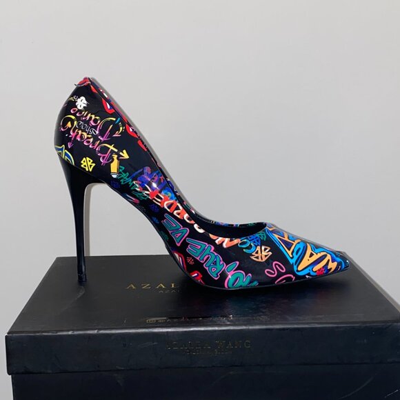 Multicolor Graffiti Style Print Stiletto Pump - Picture 6 of 8